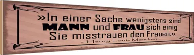Produktbild von vianmo Holzschild 10x46 cm Mann und Frau misstrauen Frauen