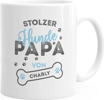 Produktbild von personalisierte Kaffee-Tasse stolze Hundepapa von [Hundename] personalisierte Geschenke Hundebesitzer SpecialMe® weiß Keramik-Tasse