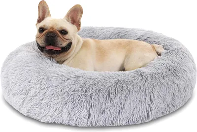 Produktbild von Hundebett Beruhigendes Hundebett und Katzenbett, Ø 40 cm, Welpenbett, rund, warme Plüschtierhütte, Anti-Angst-Donut-Hunde-Plüschtierbett, flauschiges