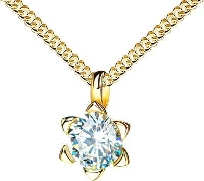 Produktbild von Gold-Anhänger 585 Gelbgold 14 Karat mit Zirkonia-Stein in hochwertiger Goldfassung in Sternform Mit Kette - Kettenlänge 45 cm.