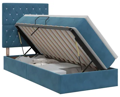 Produktbild von Aufbewahrungsbett mit Matratze Dunkelblau 100 x 200 cm Samt
