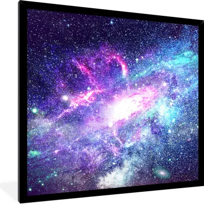 Produktbild von MuchoWow® Gerahmtes Poster Weltraum - Sterne - Blau 40x40 cm - Poster mit Schwarzem Bilderrahmen Wandposter Rahmen Foto Bilder - Mit Rahmen - Wanddekoration Schlafzimmer