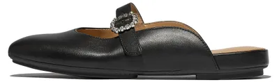 Productafbeelding van FitFlop dames slippers, model Delicato Crystal-Buckle Mary-Jane, plat, zwart, maat 4.5