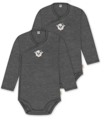 Produktbild von normani 2er Pack Baby-Body Basic Merino Wickelbody