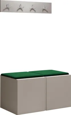 Produktbild von MIRJAN24 Garderoben-Set Orion VI, Garderobe mit Sitzbank mit 2 x Wandpanel 42x42 (Farbe: Cashmere, Manila 35)