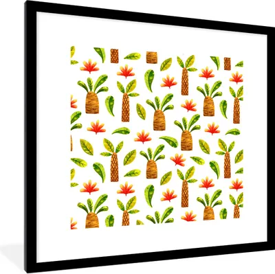 Produktbild von MuchoWow® Gerahmtes Poster Dschungel - Blätter - Palme 40x40 cm - Poster mit Schwarzem Bilderrahmen Wandposter Rahmen Foto Bilder - Poster - Plakat im Rahmen