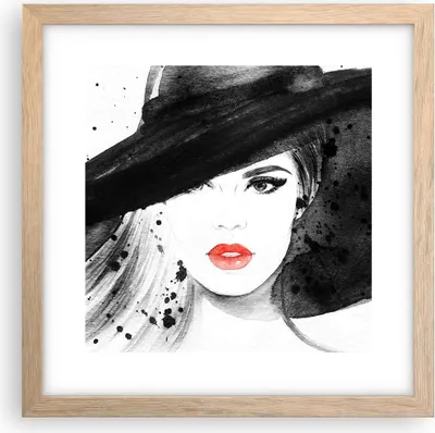 Produktbild von Gerahmtes Poster - Rahmen in heller Eiche - Frau Gesicht Lippen - 30x30 cm - Wand Bild - Wanddeko - Wandbilder - Wandposter - Bilderrahmen - Bilder - Kunstdruck - Wandbild - P2NAC30x30-3916