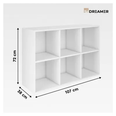 Produktbild von Bücherregal mit 6 Fächern | Regal für Wohnzimmer, Schlafzimmer, Kinderzimmer, Büro | 107x72x38 cm weiß