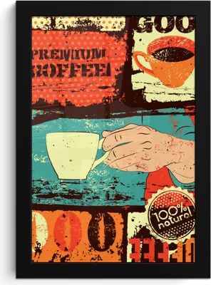 Produktbild von MuchoWow® MuchoWow® Gerahmtes Poster Kaffee - Vintage - Kaffeetasse - Collage 20x30 cm - Poster mit zchwarzem Bilderrahmen - Drucken - Bilder Poster im Rahmen