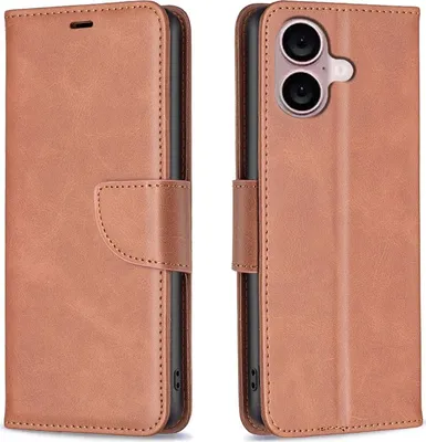 Produktbild von Mobigear Excellent iPhone 16 Plus Hülle Klapphülle Geldbörse - Braun
