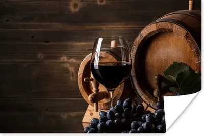 Produktbild von MuchoWow® Poster Wein - Weinglas - Weintrauben - Glas 90x60 cm - Schlafzimmer