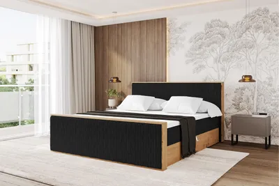 Produktbild von ALTDECOR BOXSPRINGBETT mit 2xBettkasten und Lattenrost, Topper, Boxbett, Polsterbett mit Bettkasten mit Stauraum und Kopftei mit Matratze H4 - LOLLI9-Z 180x200 Schwarz