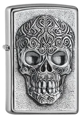 Produktbild von Zippo Sturmfeuerzeug The Skull Satin Chrome nachfüllbar windfest Geschenkbox USA