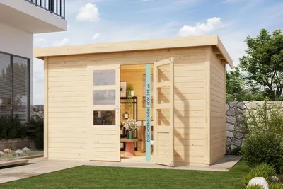 Produktbild von Karibu Gartenhaus Gerätehaus Kolbin 7 XXL Naturbelassen 364x244x244 cm mit extra hoher Tür