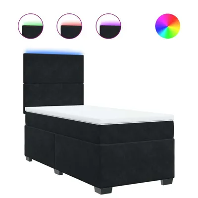 Produktbild von Boxspringbett mit Matratze Schwarz 90x190 cm Samt