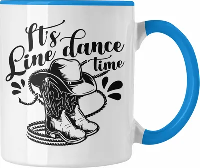 Produktbild von Trendation - Lustige Tasse "It's Line Dance Time" Geschenk Line Dance Fans (Blau)