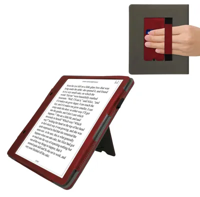 Produktbild von kwmobile Schutzhülle kompatibel mit Amazon Kindle Scribe (2024) Flip Hülle - Cover mit Handschlaufe - Herz Brush Dunkelrot