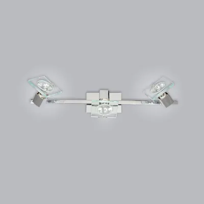 Immagine prodotto di Applique Contemporanea Square Metallo Cromo Vetro Bianco Extrachiaro 3 Luci Gu10