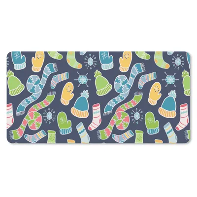 Produktbild von MuchoWow® Schreibtischunterlage Schal - Handschuhe - Mütze - Regenbogen - Winter - Schnittmuster 80x40 cm - XXL Mauspad - Gaming Mauspad
