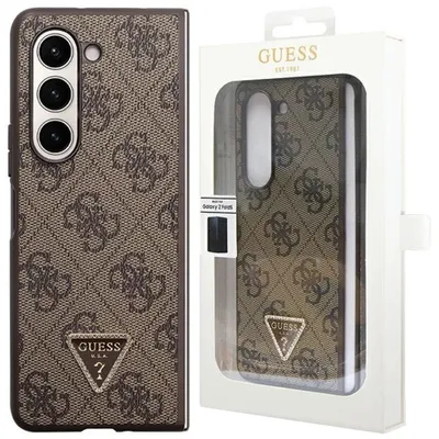 Produktbild von Guess Leather 4G Triangle Strass - Samsung Z Fold 5 Hülle (Braun)