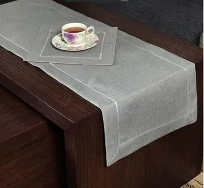 Produktbild von Tischläufer Tischdecke Tischband - 40 x 160 cm - Grau - Leinenoptik - Polyester
