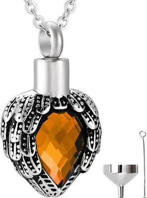 Obrázok produktu pre Luxe popolník s 55 cm retiazkou na popol, vlasy alebo parfum - spomienkový šperk s pomôckou na plnenie popola a úložným vreckom