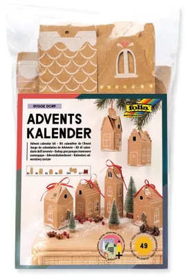 Image de Kit de bricolage calendrier de l'avent 24 maisons en pain d'épices avec motifs imprimés