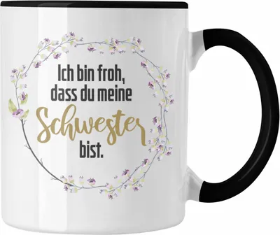 Produktbild von Trendation - Beste Schwester Tasse Spruch Geschenkidee Geburtstag Schwester von Schwester (Schwarz)