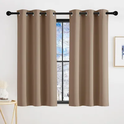 Zdjęcie produktu dla Zasłony panelowe, zasłony zaciemniające, kolor cappuccino, wymiary 110 cm (wysokość) x 90 cm (szerokość), zestaw 2 sztuk