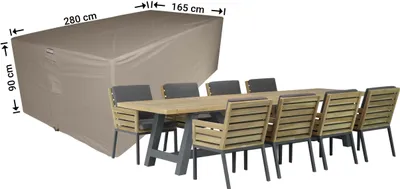 Produktbild von Raffles Covers Schutzhülle für Gartenset 280 x 165 H: 90 cm | Atmungsaktiv | Wasserdicht | UV-beständig | Doppelnähte | Elastischer Kordelzug