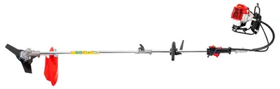 Produktbild von 4-in-1 Gartengerät - Benzin-Freischneider Trimmer Heckenschere Kettensäge - 52 cm³ 2-Takt 1,7 kW - Länge 2,7 m - Schnittlänge 40 cm - Rot