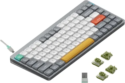 Produktbild von Nuphy Air75 v2 Kabellose Mechanische Tastatur QMK/VIA, QWERTY US, 75% Low Profile Bluetooth / 2.4GHz - Lunar Gray Switch Moss