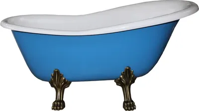 Produktbild von Freistehende Luxus Badewanne Jugendstil Roma Hellblau/Weiß/Altgold 147 x 71 x 72,5 cm, Barock Badezimmer - Mod1