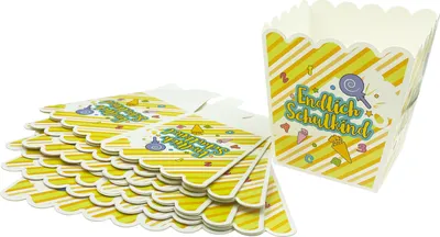 Produktbild von Oblique Unique 8x Endlich Schulkind Popcorn Schachteln Deko Box für Schuleinführung Einschulung Tischdeko Jungs Mädchen - gelb
