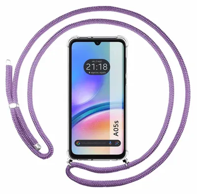 Produktbild von Transparente Schutzhülle für Samsung Galaxy A05s mit Kordel, Violett