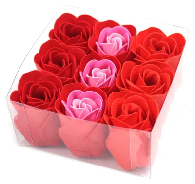 Imagen del producto de Set de 9 flores de Jabón - Rosas Rojas