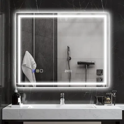 Image de Miroir de salle de bain - Miroir LED - Miroir mural - Miroir éclairé - Miroir Bluetooth - Anti-buée