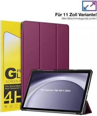 Produktbild von Schutzhülle + 2x 4H Displayfolie für Lenovo Tab M11 11.0 Zoll Cover Case Schutz Tablet Farbe: Lila