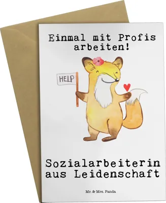 Produktbild von Mr. & Mrs. Panda Grußkarte Sozialarbeiterin Leidenschaft - Weiß - Geschenk, babykarte, einladungskarten, osterkarte, dankeskarten, Grußkarten, weihnachtskarten