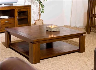 Produktbild von LAUREN – Quadratischer Couchtisch in Braun mit einer Tischplatte aus Mindi-Holz (90 x 90 cm)