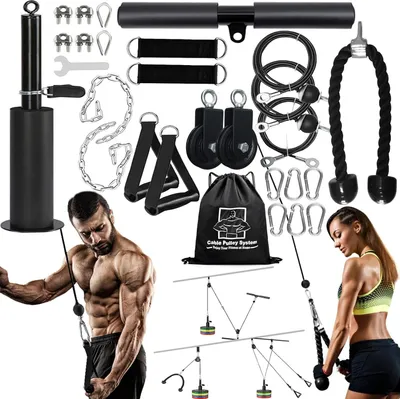 Produktbild von XXL Kabelsystem Set - 24-teilig - Antirutschgriff - Krafttraining - Fitness - Für Trizeps, Bizeps, Arme, Unterarme, Schultern - Home Fitness