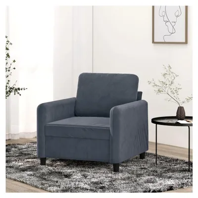 Produktbild von Relaxsessel mit gepolstertem Sitz und Armlehnen, Fernsehsessel mit Metallgestell, Polstersessel für das Wohnzimmer, Dunkelgrau Samt