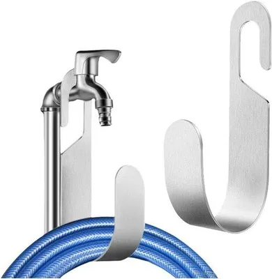 Produktbild von Gartenhosehalter, rostfreier Stahlwandmontagewasserschlauchhalter, hangender Schlauchaufhängesystem, Schlauchstandard für Gartenschlauchkabel