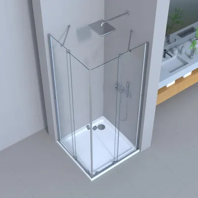 Produktbild von Movable Duschkabine Schiebetuer Nano Glas Eckeinstieg Duschabtrennung 75x120x185cm