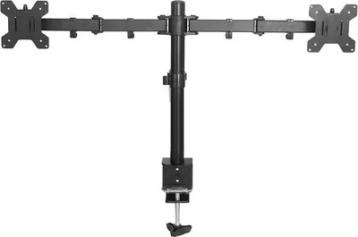 Obrázek produktu pro MS02N - Držák na dva monitory/obrazovky s držákem na notebook - Otočný o 360° - Výškově nastavitelný - Pro notebooky 25-51 cm - Černý