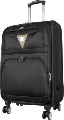 Produktbild von Nylon Reisekoffer Trolley Menorca Schwarz Gr. L mit 4 Rollen und Dehnfalte