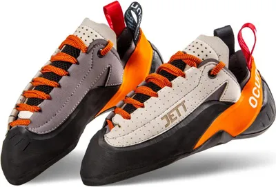 Immagine prodotto di Ocun Jett LU - Scarpa da arrampicata versatile con allacciatura, colore: grigio / arancione, taglia: 9,5 UK / 44