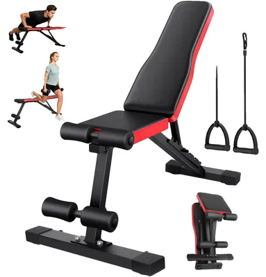 Produktbild von Verstellbare Hantelbank, Ergonomisches Design, Mehrfachposition Unterstützung, Schwarz Rot