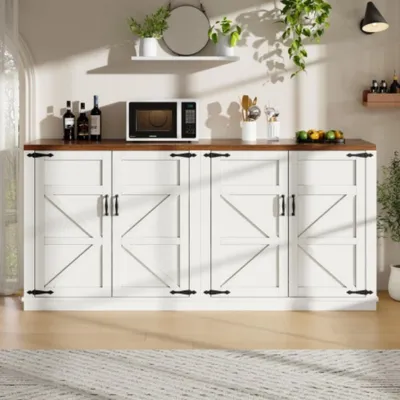 Produktbild von Sideboard mit vier Türen, Kommode zwei höhenverstellbare Regale Aufbewahrungsschrank, Küchenschrank 160x40x85 cm