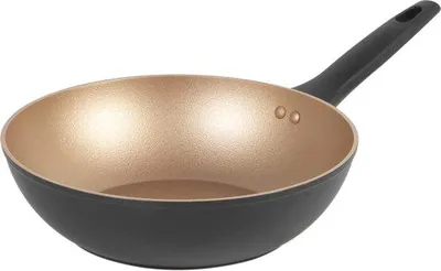 Obrázek produktu pro Famanu pánev s nepřilnavým povrchem, průměr 28 cm – vhodná pro indukční sporáky, lze mýt v myčce, zlatá barva